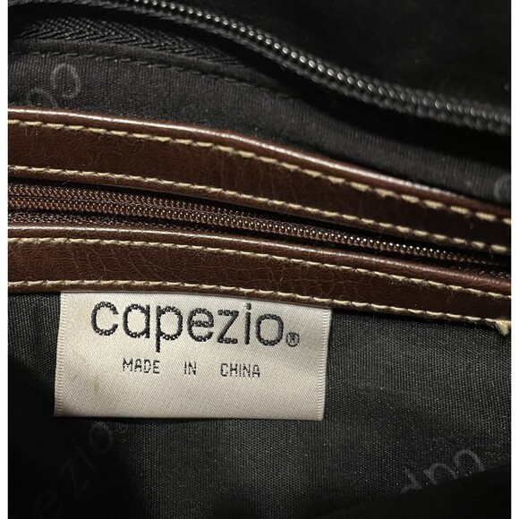 Vintage 80s Capezio Black & Brown Leather Satchel Multi-Compartment Shoulderbag - Picture 4 of 8